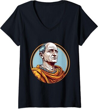Cicero Philosophy Art Style Designs Cicero 90s Retro V-Neck T-Shirt