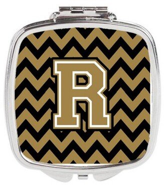 CJ1050-RSCM Letter R Chevron Black & Gold Compact Mirror, 3 x 0.3 x 2.75 in.