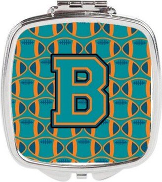 CJ1063-BSCM Letter B Football Aqua, Orange & Marine Blue Compact Mirror