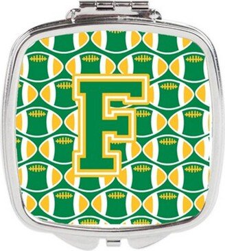 CJ1069-FSCM Letter F Football Green & Gold Compact Mirror