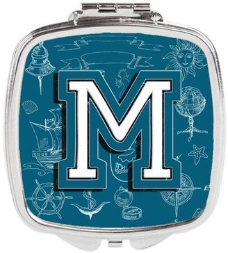 CJ2014-MSCM Letter M Sea Doodles Initial Alphabet Compact Mirror