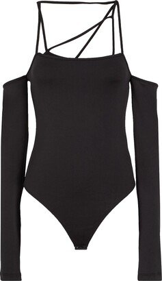 Jersey Off-shoulder Strap Detail Bodysuit Bodysuit Black