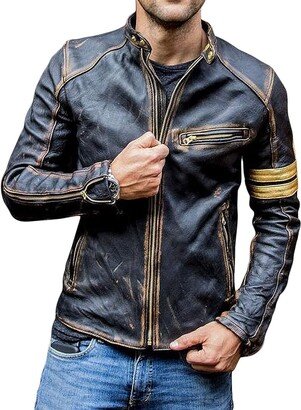 Molluska Apparel Men's Cafe Racer Leather Elite Distressed Retro leather Vintage Motorbike Coat