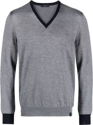 V-neck fine-knit jumper-AN