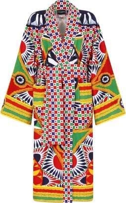 Graphic-Print Long Sleeve Bathrobe