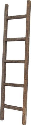 5 Step Rustic Espresso Gray Wood Ladder Shelf - 60 x 15