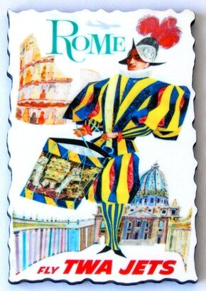 Rome Italy Travel Poster Fridge Magnet | Wood Style