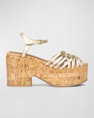 Elene Metallic Caged Platform Sandals