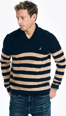 Striped Cable-Knit Sweater