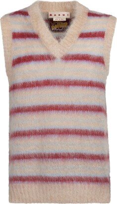 Striped Brushed-Finish Knitted Vest