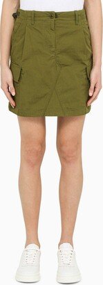 Green cotton cargo miniskirt