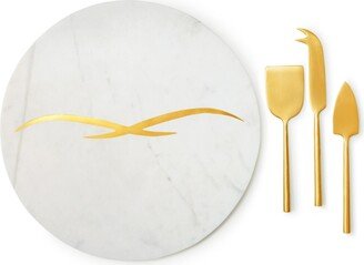 Gauri Kohli Albatross Marble Cheese Board with Knives