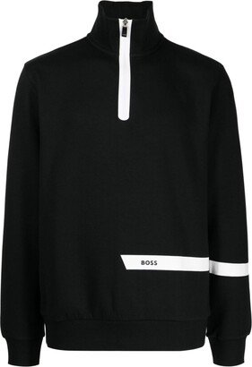 Logo-Print Half-Zip Jumper