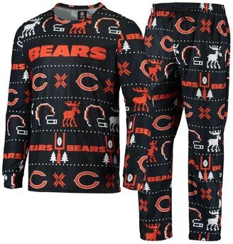 Foco Men's Navy Chicago Bears Wordmark Ugly Pajama Set