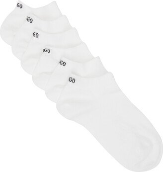 Six-Pack White Embroidered Socks