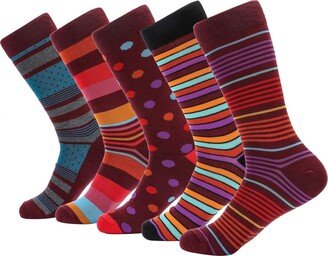 Mio Marino Men's Morning Maroon Crew Socks 5 Pack