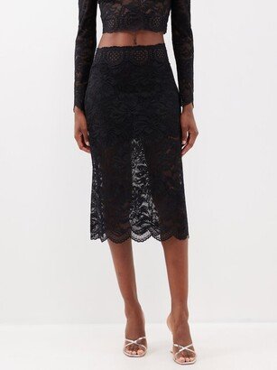 Rabanne Floral-lace Midi Skirt