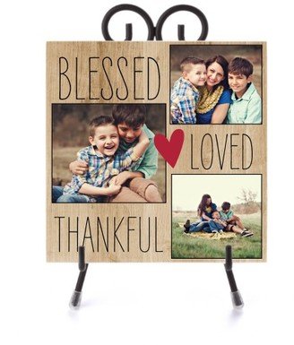 Ceramic Tiles: Blessed Loved Thankful Ceramic Tile, Glossy, 6X6, Red