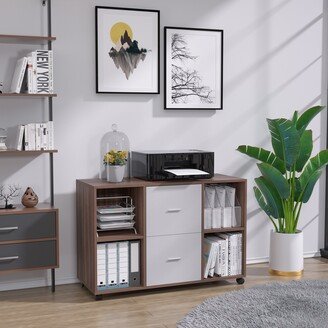 Siavonce Mobile Wood Filing Cabinet with 2 Drawers