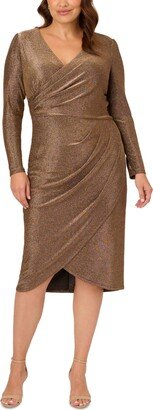 Plus Size Metallic Knit V-Neck Dress