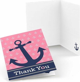 Big Dot of Happiness Ahoy - Nautical Girl - Baby Shower or Birthday Party Thank You Cards (8 count)