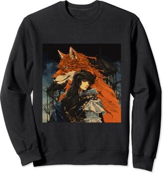 80s Japanese Anime Woman Fox Spirit 80s Japanese Anime Woman Fox Sweatshirt