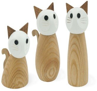 Peterson Housewares Ash Wood Cat Pepper and Salt Mill Set, 3 Piece