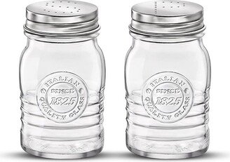 Officina 1825 Salt And Pepper Shaker, Set Of 2, Clear, 8 Oz. Stain Resistant, Durable Glass Jars, Made In Italy