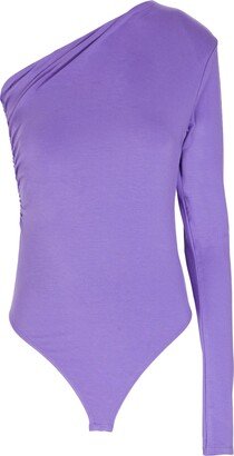 Jersey One-shoulder Padded Bodysuit Bodysuit Purple