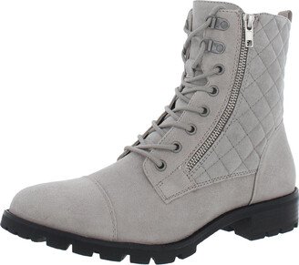 Dashing Womens Zipper Quilted Combat & Lace-up Boots