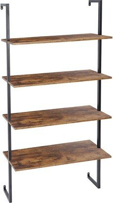 Snake River Décor 4 Layers 64 Wall Mount Floating Shelf Bookcase Metal Brown Black - 52 x 63