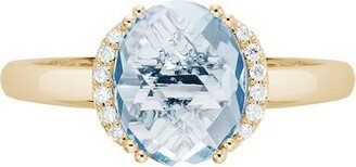 Gemstones 14K 2.39 Ct. Tw. Diamond & Aquamarine Edge Ring