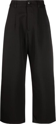 Lace-Up Cropped Wide-Leg Trousers