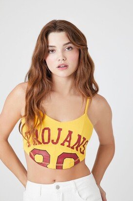 Women's Trojans Graphic Cropped Cami in Yellow Large