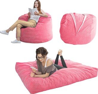 COSMOGO Corduroy Bean Bag Chair, Convertible Chair Folds from Bean Bag to Bed