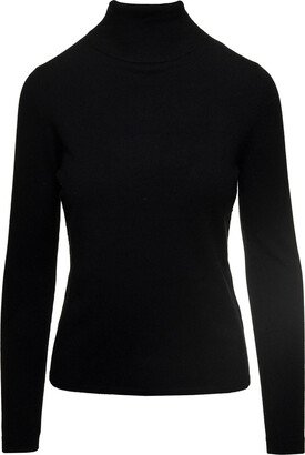 Black Sweater With Mock Neck In Cashmere Woman