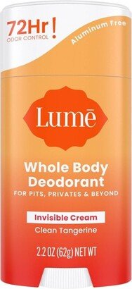 Lume Invisible Cream Deodorant Stick - Citrus & Tangerine Scent - 2.2oz