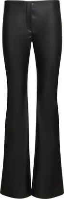 Paneled flared faux leather pants