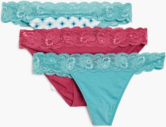 Set of three stretch-cotton jersey low-rise thongs