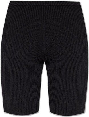 Elastic Waistband Ribbed Cropped Leggings