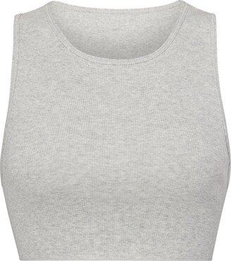 Cotton Rib Super Crop Tank | Light Heather Grey