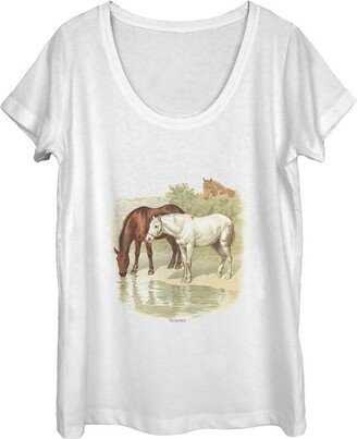 LOST GODS Women' Lot God Retro Hore Portrait Scoop Neck - White - Medium