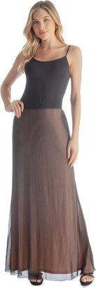 24seven Comfort Apparel Womens Elastic Waist Sheer Fabric Overlay Maxi Skirt-Black-XL