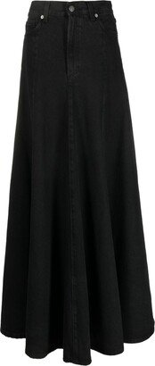 Dark-Wash Maxi Denim Skirt