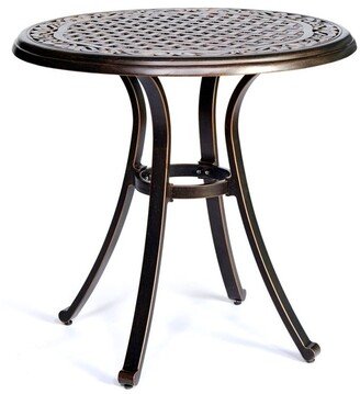 Bistro Table, Square Cast Aluminum Round Outdoor Patio Dining Table 28 Dia x 28.6 Height