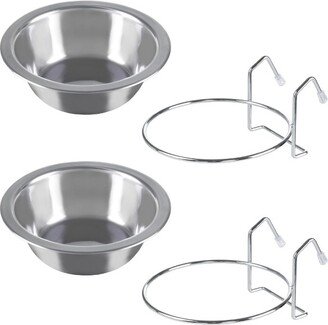 Pet Adobe Hanging Dog Bowl Set For Kennels or Crates - 8 fl. oz Capacity - 2 Count