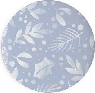 Salad Plates: Frozen Winter Florals - Blue Salad Plate, Blue