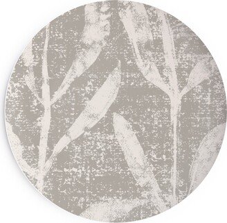 Salad Plates: Grass Cloth With Leaves - Gray And Cream Salad Plate, Beige