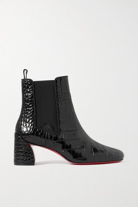 Turelastic 55 Croc-effect Patent-leather Chelsea Boots - Black