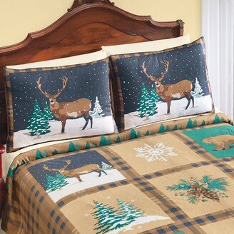 Collections Etc Plaid Northwood's Woodland Patchwork Fleece Bed Pillow Sham